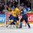 HELSINKI, FINLAND - JANUARY 4: Sweden's Axel Holmstrom #25 and Finland's Julius Nattinen #25 battle for position while Kaapo Kahkonen #1 looks to make the save on this play during semifinal round action at the 2016 IIHF World Junior Championship. (Photo by Andre Ringuette/HHOF-IIHF Images)

